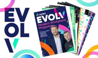 promotion of EVOLV modern workplace magazine showing the front cover and pages