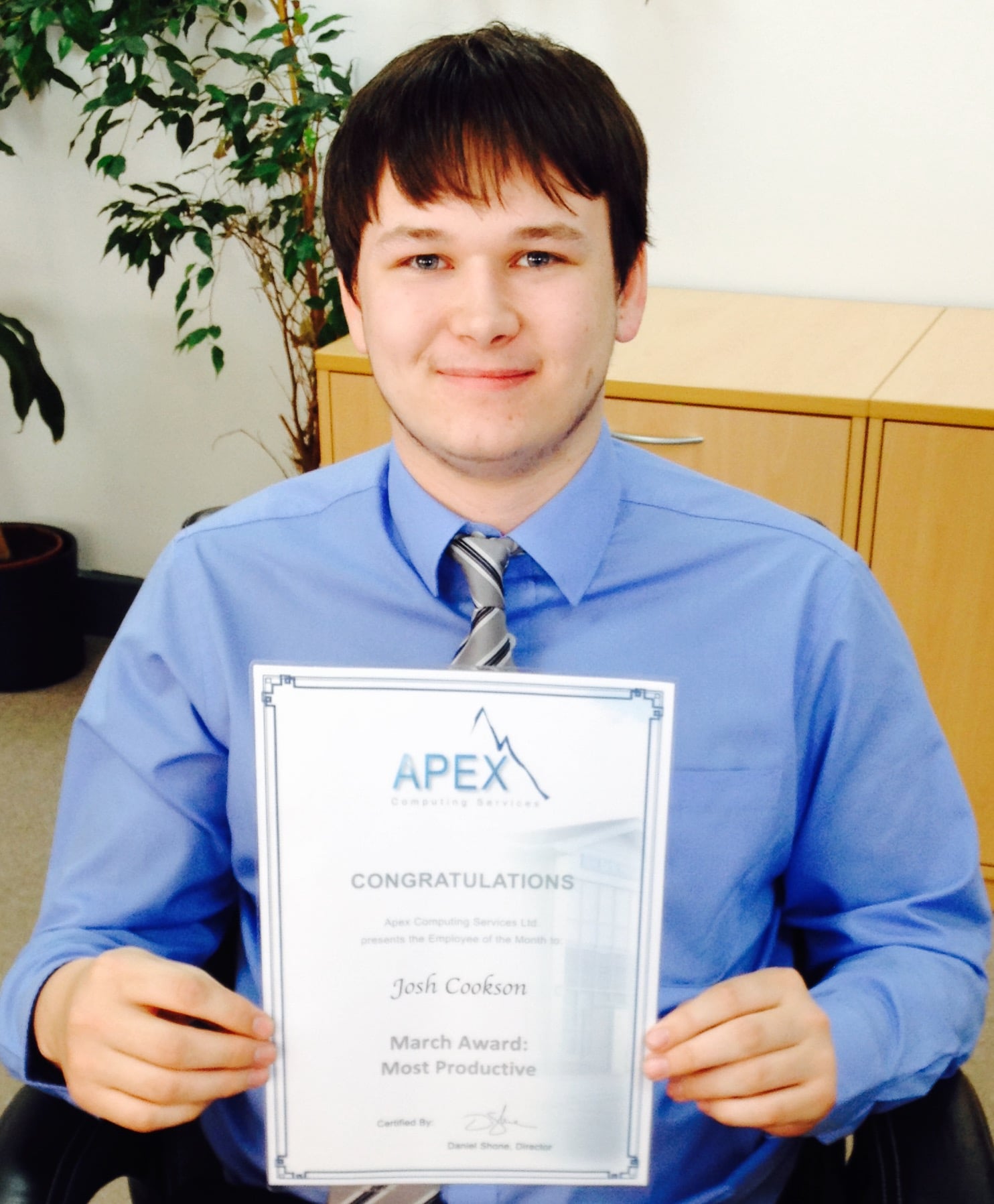 Josh Cookson wins the March 'Employee of the Month'!